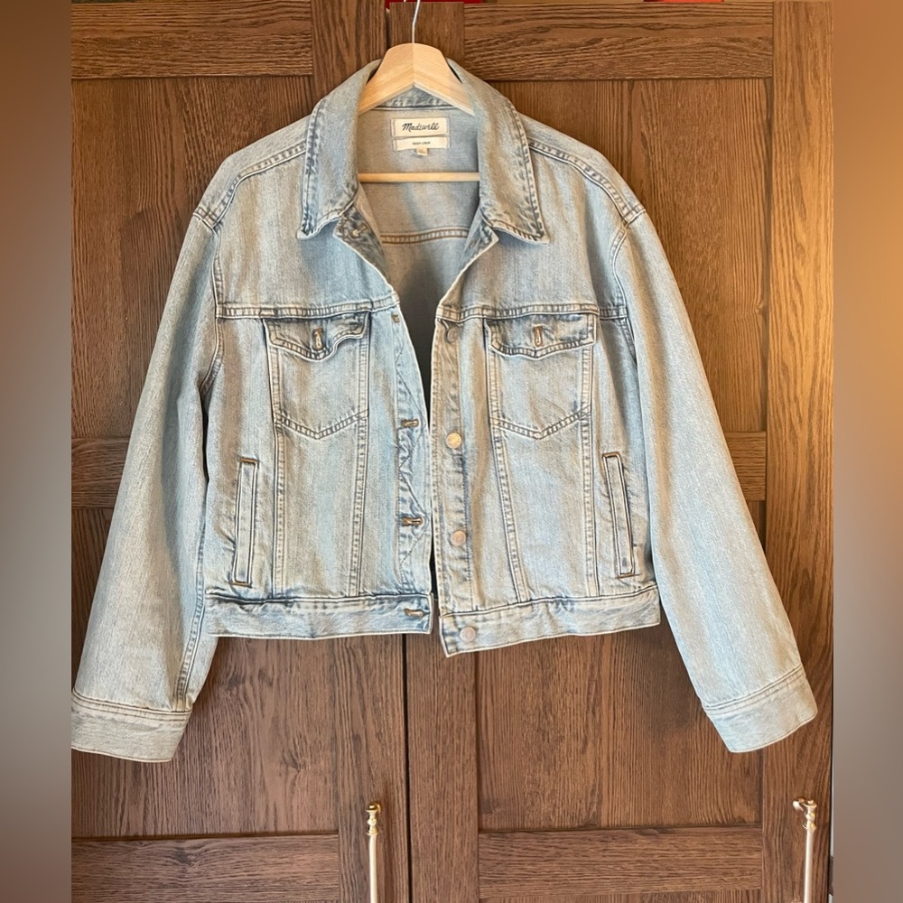 Madewell Boxy Crop Light Wash Denim Jacket